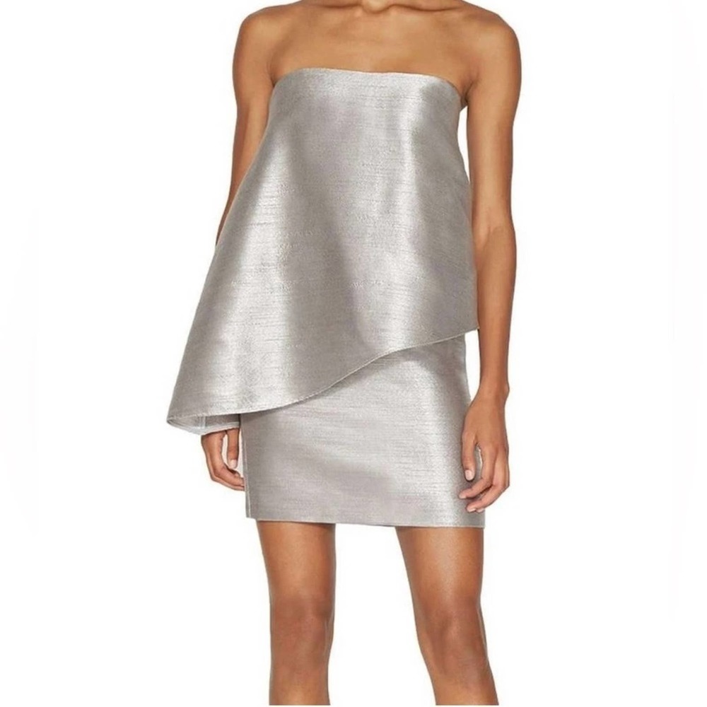 18-Halston Heritage Strapless Metallic Mini Dress SZ. 6